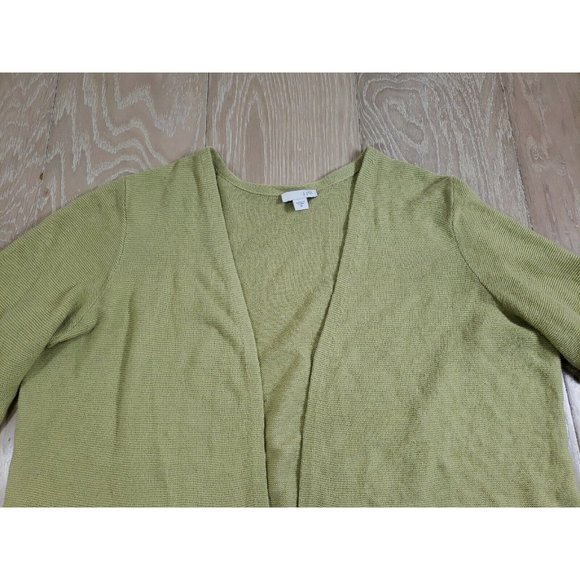 J Jill Medium Lightweight Open Cardigan Linen Cotton Modal Pea Green Women's - Picture 3 of 9
